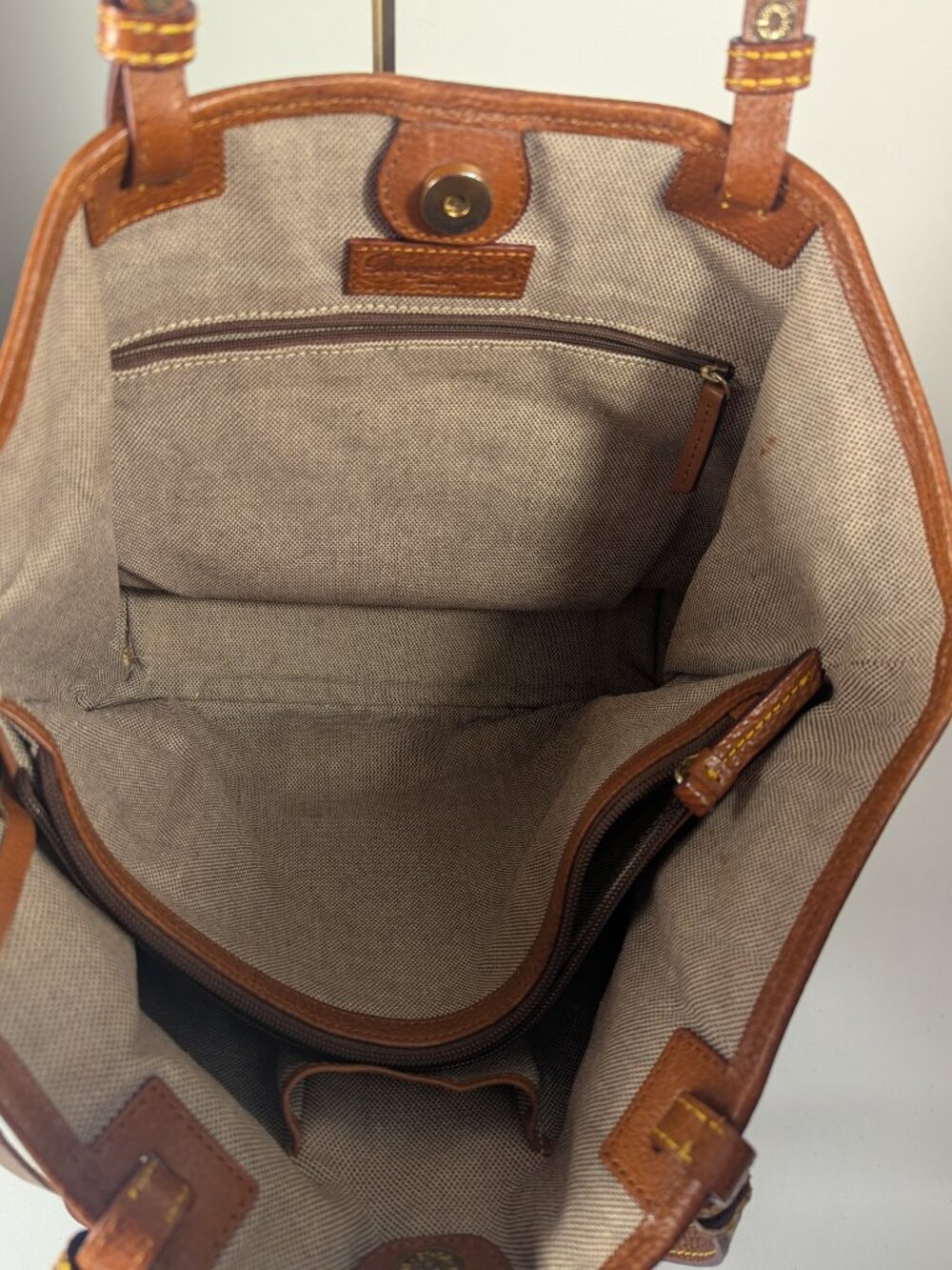 Dooney & Bourke Brown Suede Tote Bag - Picture 9 of 14